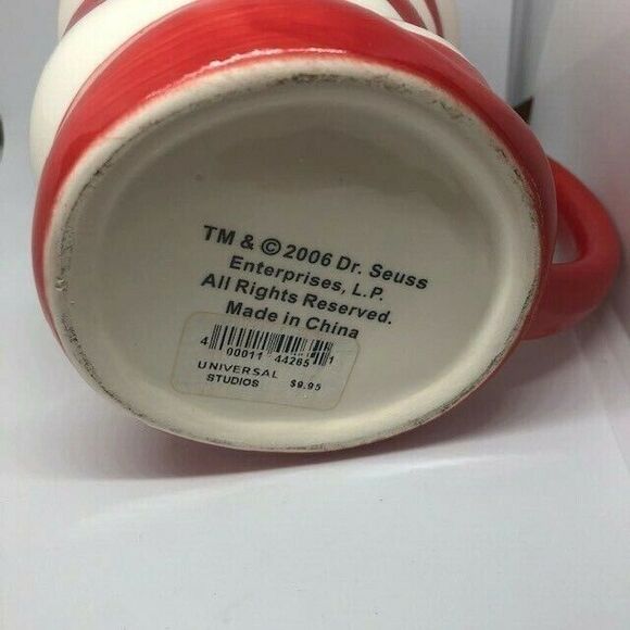 NEW Dr. Seuss Cat in the Hat Wavy Mug Universal's Islands of Adventure Red White - Picture 5 of 5